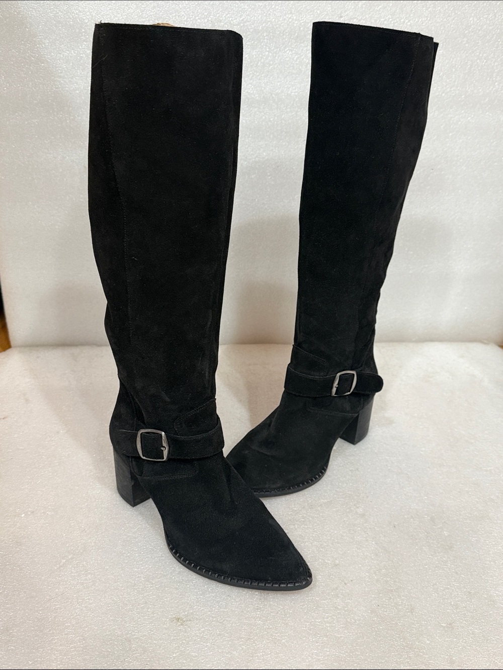 Free People Women Sz 6.5 M Black Suede Leather Tall Boots